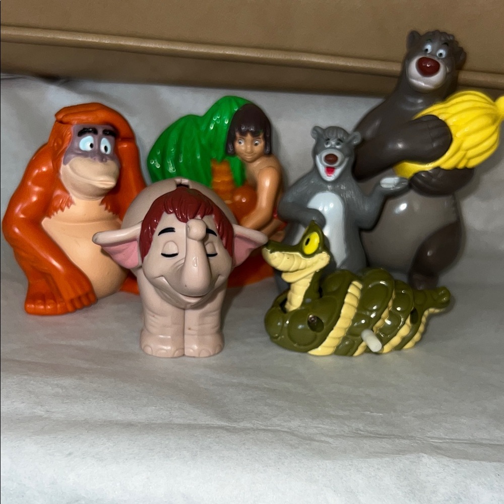 Vintage Happy Meal Disney The Jungle Book Figure Set - Mowgli, Baloo & Friends